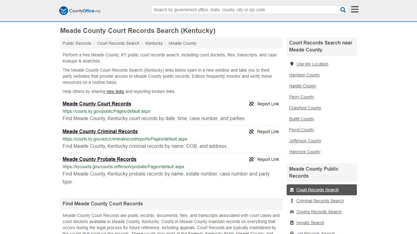 Meade County Court Records Search (Kentucky) - County Office